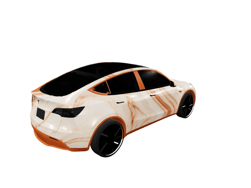 Satin Autumn Marble Flow custom Tesla Model Y wrap design