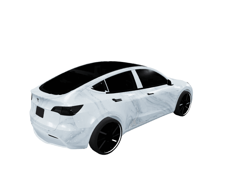 Pastel Blue Marble Gloss custom Tesla Model Y wrap design