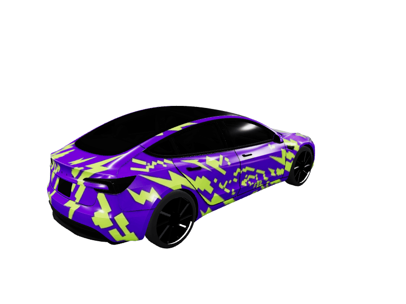 Neon Pixel Arcade custom Tesla Model 3 wrap design