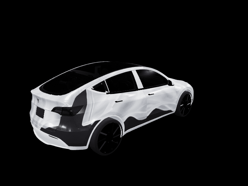 Ghost White Liquid Flow custom Tesla Model Y wrap design