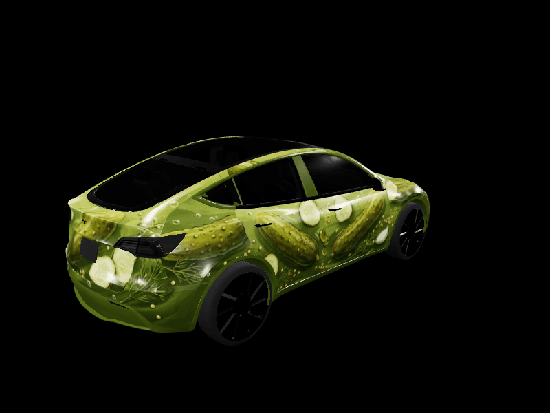 Pickle Pattern Green custom Tesla Model Y wrap design