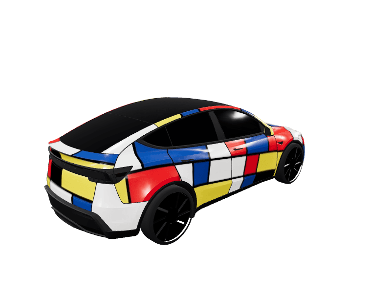 Mondrian Geometric Art Pattern custom Tesla Model Y wrap design