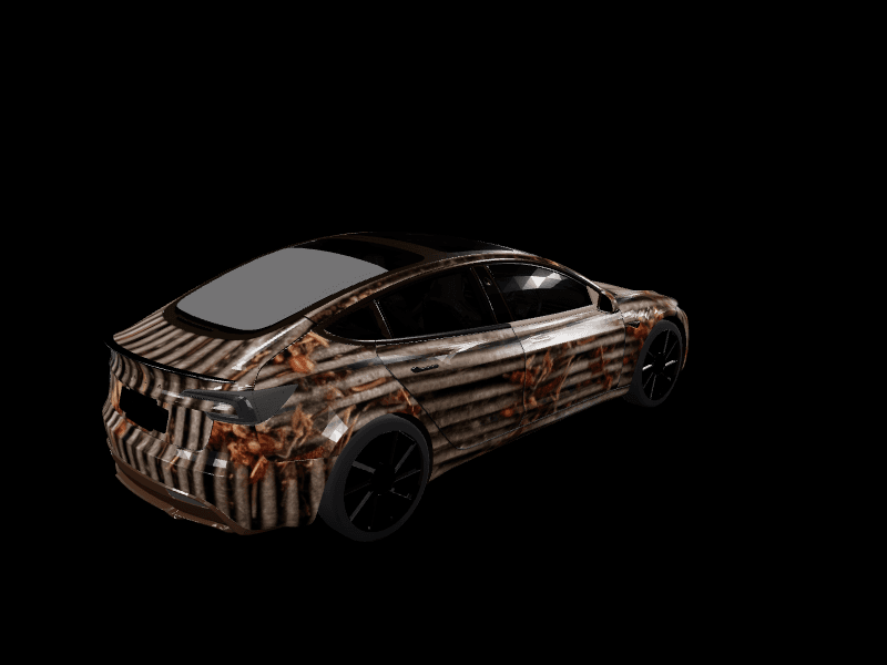 Rustic Autumn Forest Floor custom Tesla Model 3 wrap design