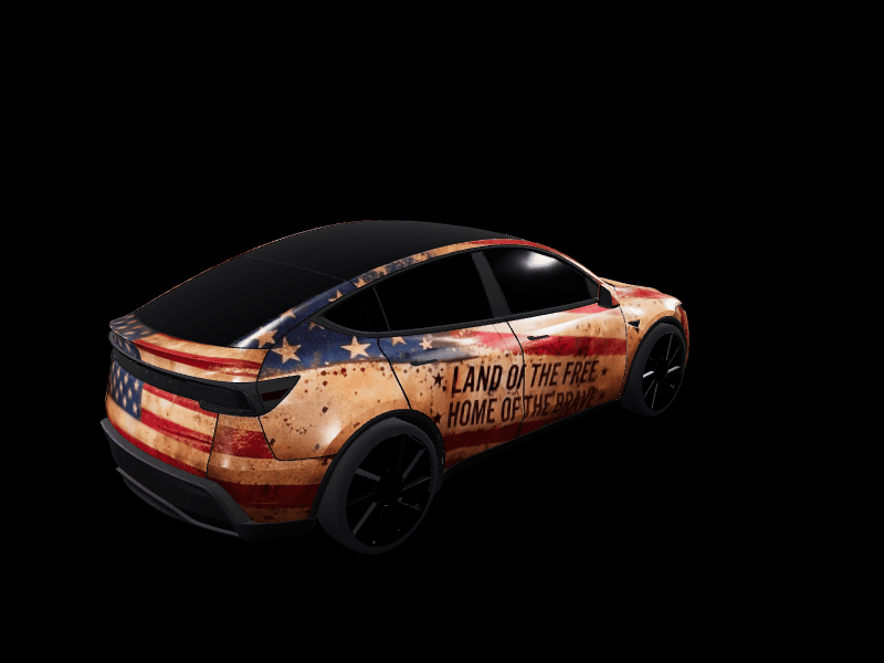 Land of the free, Home of the Brave - 250th Anniversary custom Tesla Model Y wrap design