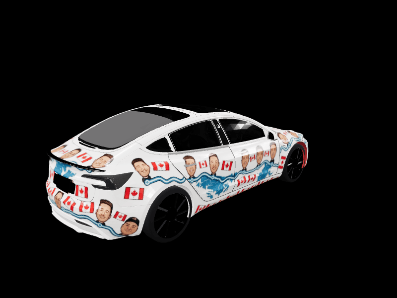 Canadian Road Trip custom Tesla Model 3 wrap design