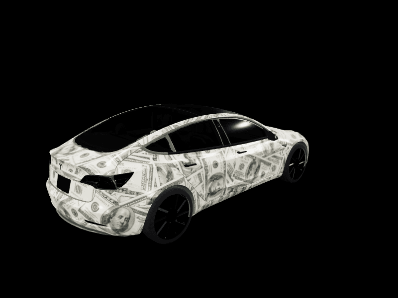 Cold Hard Cash - Model 3 Pre-2024 (Original) custom Tesla Model 3 wrap design