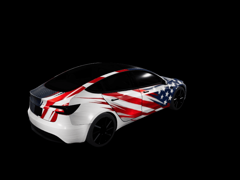 Merica wrap - Model 3 Highland Base custom Tesla Model 3 wrap design