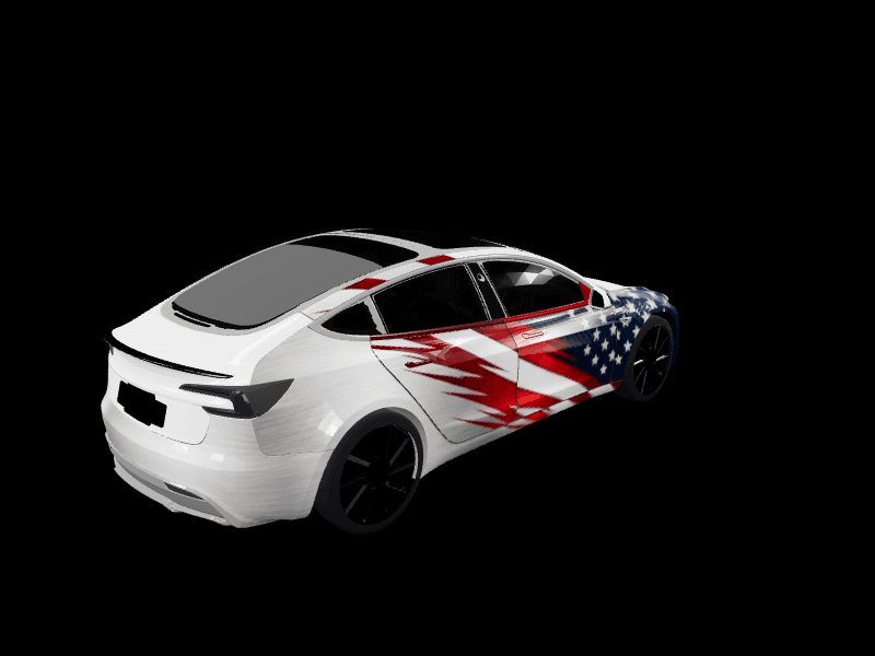 Merica wrap - Model 3 Highland Performance custom Tesla Model 3 wrap design
