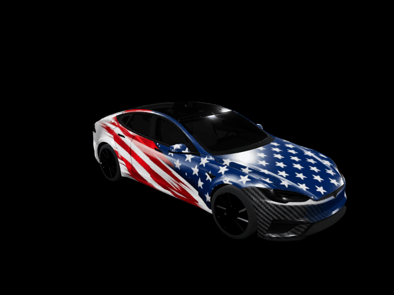 Merica wrap - Model S Plaid (2021+) custom Tesla Model S wrap design