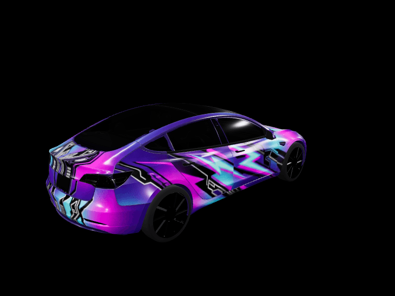 Itasha neo-Tokyo racing - Model 3 Pre-2024 (Original) custom Tesla Model 3 wrap design