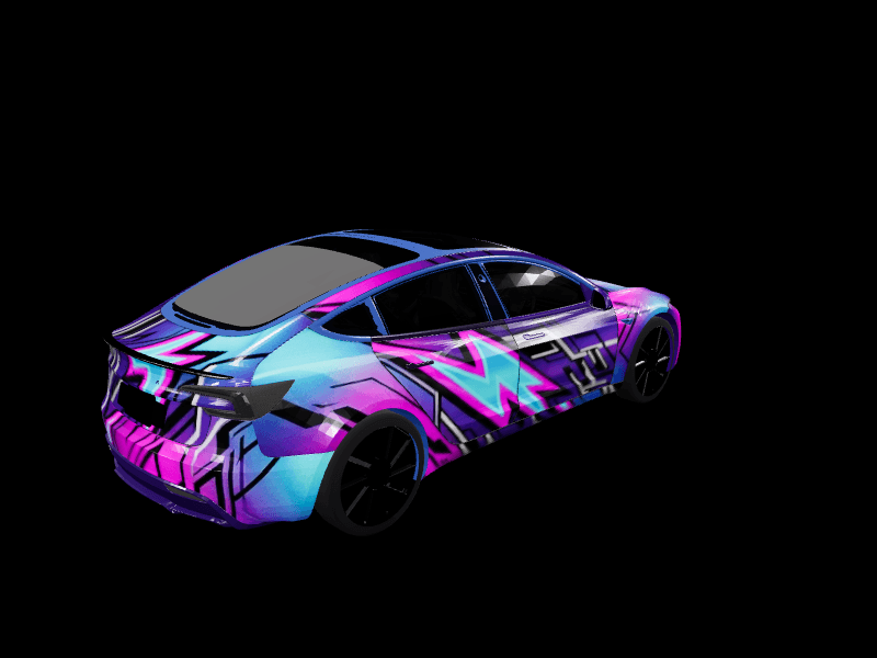 Itasha neo-Tokyo racing - Model 3 Highland Performance custom Tesla Model 3 wrap design