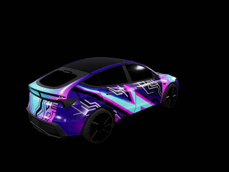 Itasha neo-Tokyo racing - Model Y Juniper Base custom Tesla Model Y wrap design