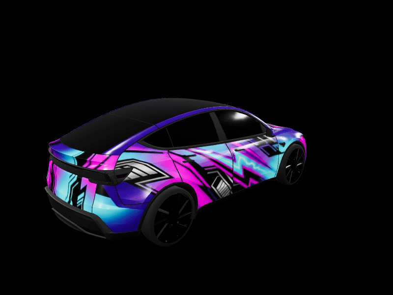 Itasha neo-Tokyo racing - Model Y Juniper Premium custom Tesla Model Y wrap design