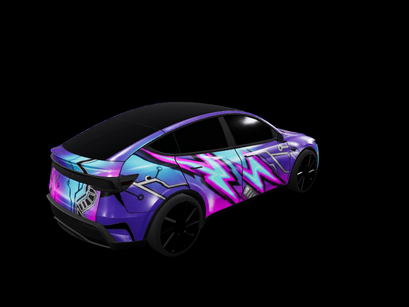 Itasha neo-Tokyo racing - Model Y Juniper Performance custom Tesla Model Y wrap design