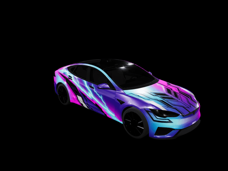 Itasha neo-Tokyo racing - Model S Plaid (2021+) custom Tesla Model S wrap design