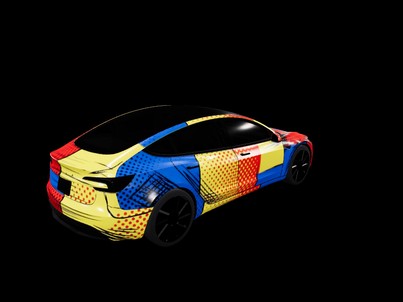 Cel-Shaded Comic - Model 3 Highland Base custom Tesla Model 3 wrap design
