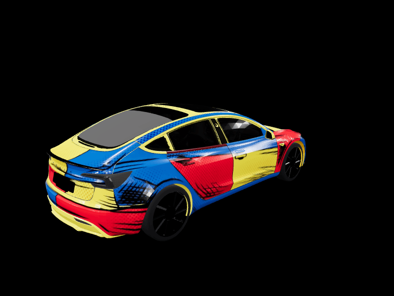Cel-Shaded Comic - Model 3 Highland Performance custom Tesla Model 3 wrap design