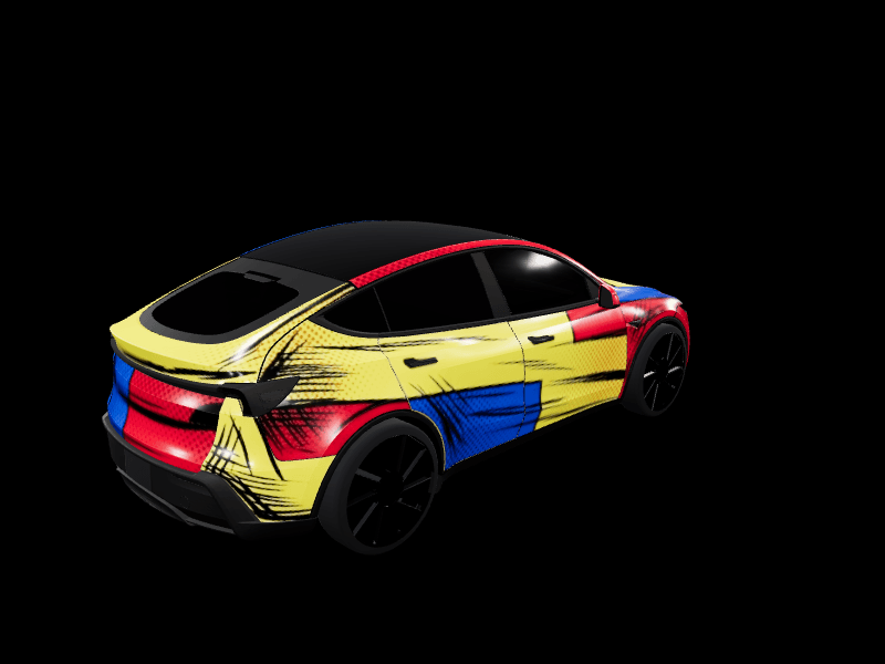 Cel-Shaded Comic - Model Y Juniper Base custom Tesla Model Y wrap design