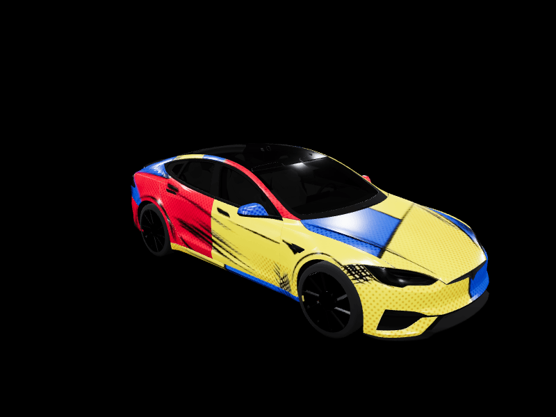 Cel-Shaded Comic - Model S Plaid (2021+) custom Tesla Model S wrap design