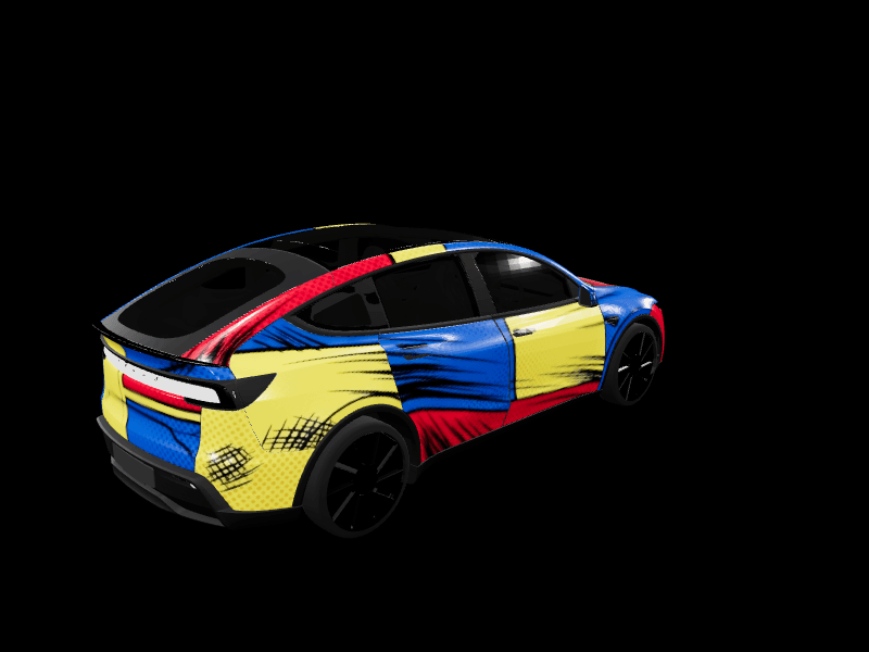 Cel-Shaded Comic - Model Y Long Range custom Tesla Model Y wrap design