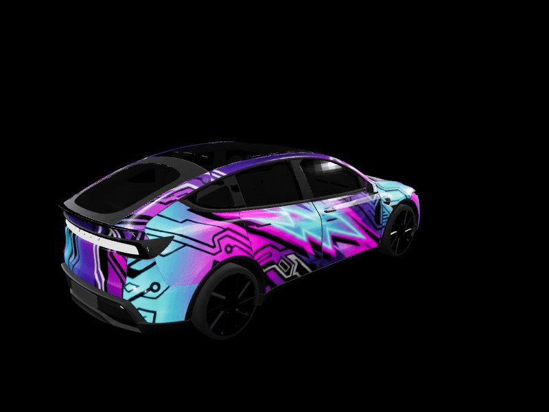 Itasha neo-Tokyo racing - Model Y Long Range custom Tesla Model Y wrap design