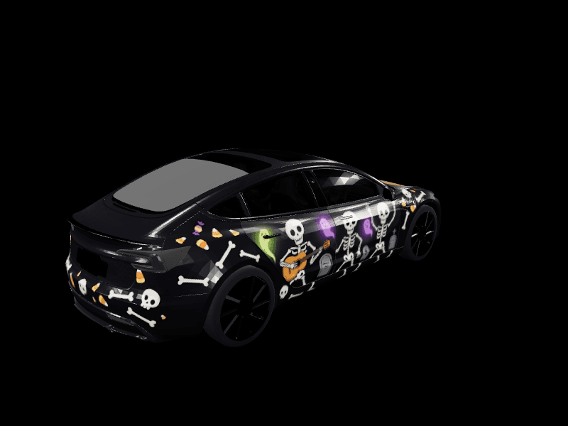 Skeleton Joyride - Model 3 Highland Performance custom Tesla Model 3 wrap design