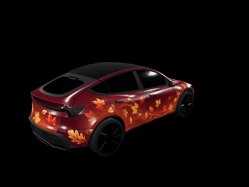 Falling Leaves Harvest - Model Y Juniper Standard AWD custom Tesla Model Y wrap design