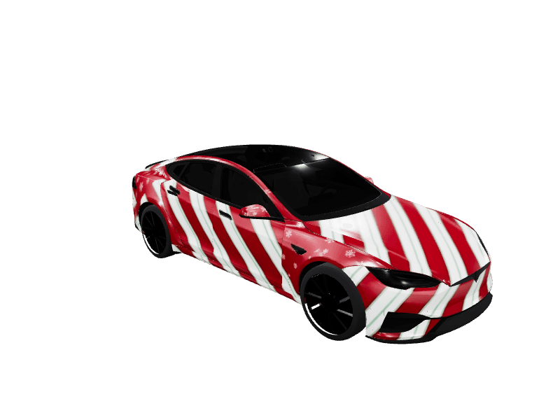Candy Cane Christmas - Model S Plaid (2021+) custom Tesla Model S wrap design