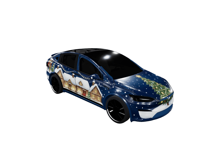 Snowy Village Night - Model X All Variants custom Tesla Model X wrap design