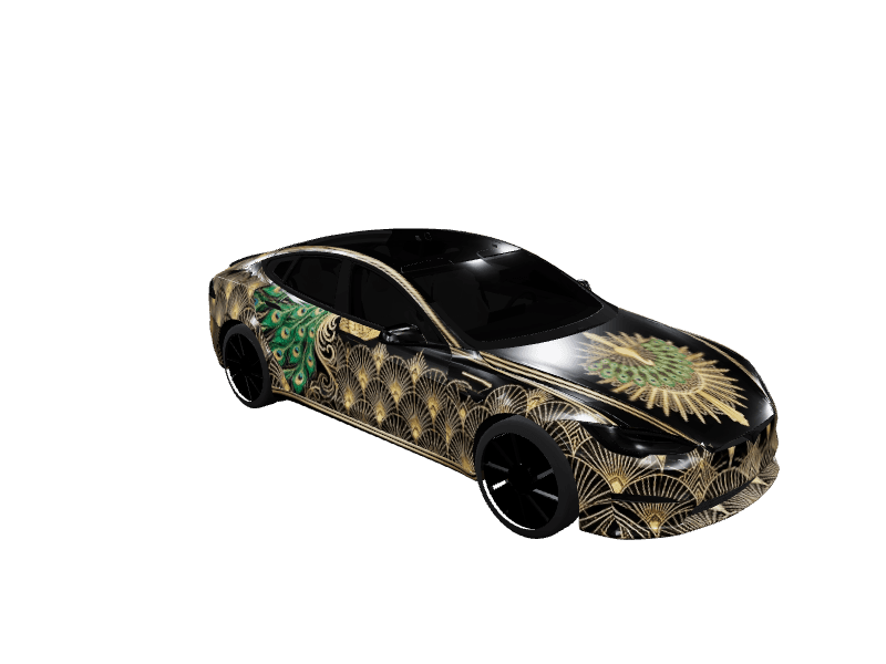 Art Deco Peacock - Model S Pre-2021 (Original) custom Tesla Model S wrap design
