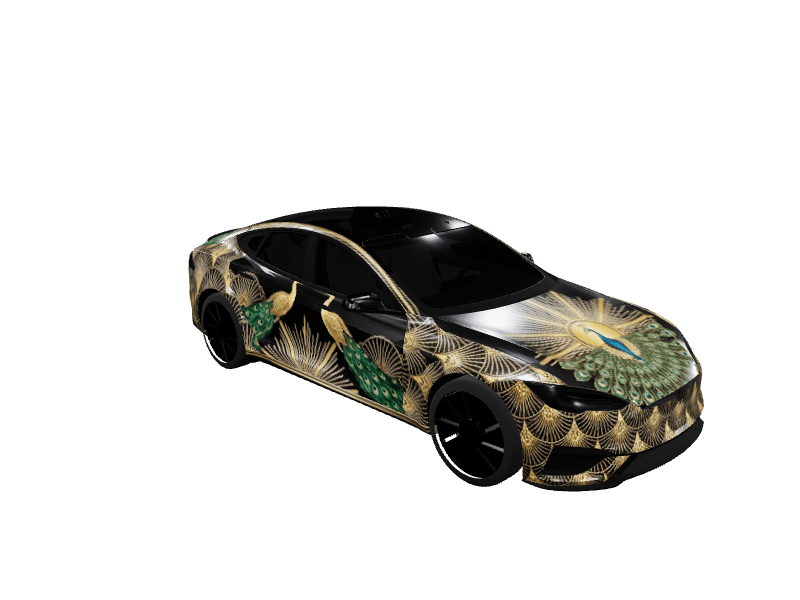 Art Deco Peacock - Model S Plaid (2021+) custom Tesla Model S wrap design