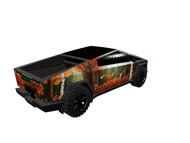 Foxes in the Fall Woods - Cybertruck All Variants custom Tesla Cybertruck wrap design
