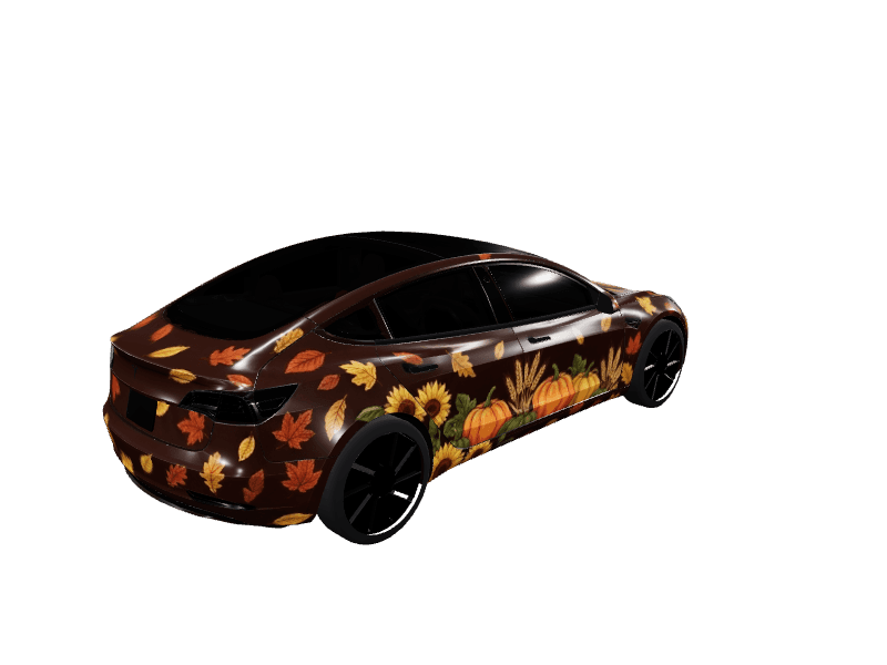 Pumpkin Patch Harvest - Model 3 Pre-2024 (Original) custom Tesla Model 3 wrap design