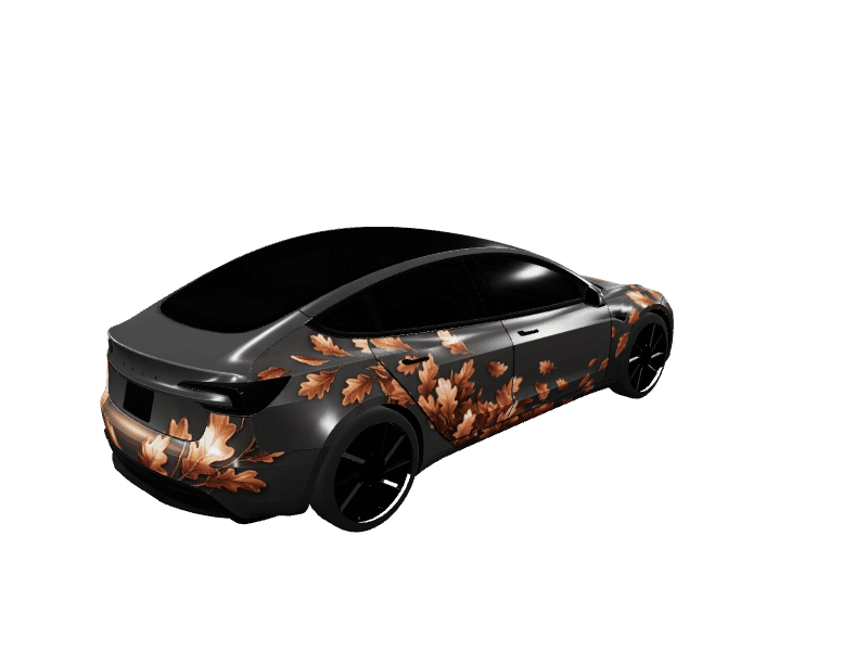 Copper Oak Leaves - Model 3 Highland Base custom Tesla Model 3 wrap design
