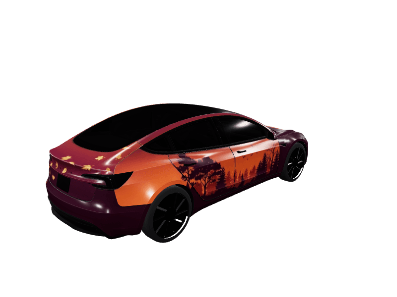 Autumn Forest Sunset - Model 3 Highland Base custom Tesla Model 3 wrap design