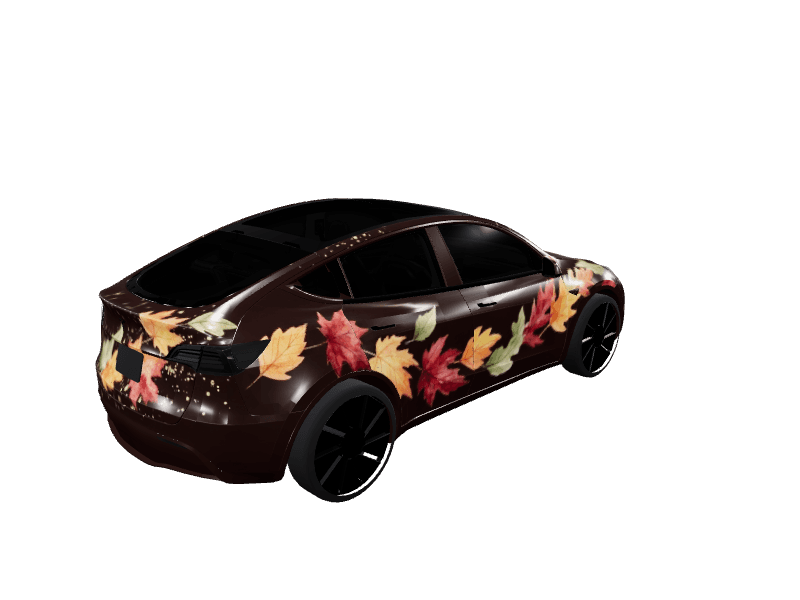 Watercolor Leaf Drift - Model Y Pre-2025 (Original) custom Tesla Model Y wrap design