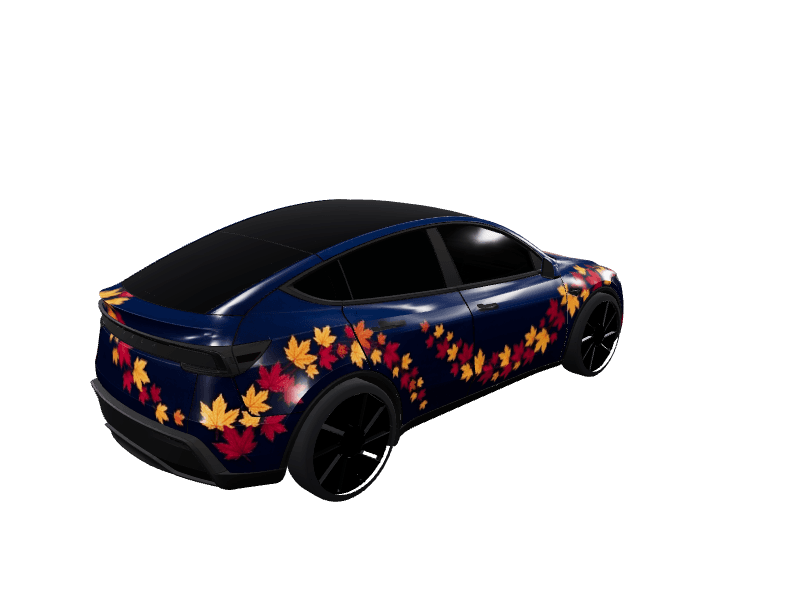 Crimson Maple Night - Model Y Juniper Premium custom Tesla Model Y wrap design