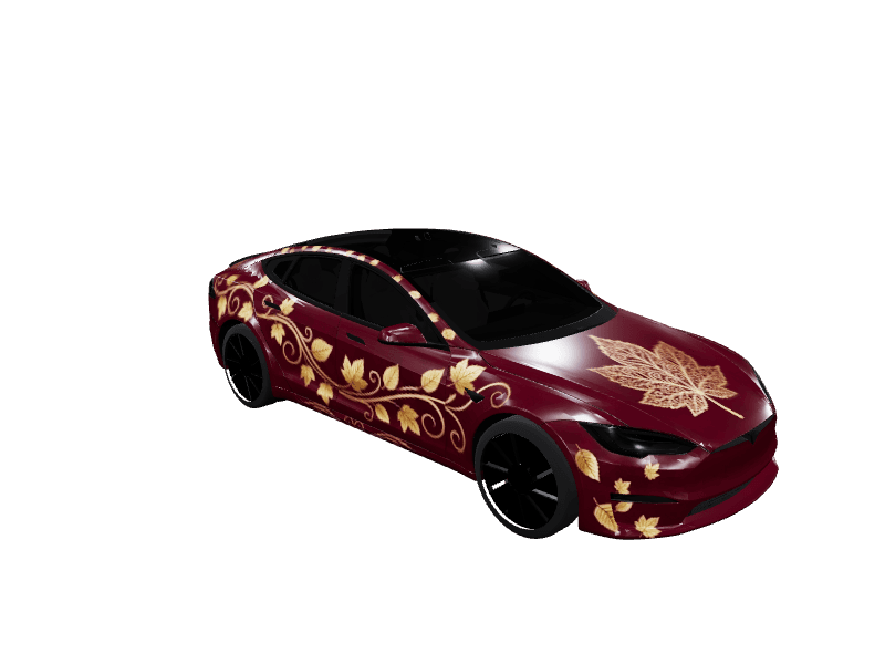 Gold Leaf Vines - Model S Pre-2021 (Original) custom Tesla Model S wrap design