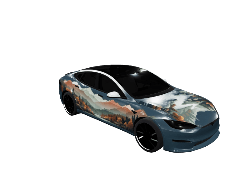 Misty Autumn Mountains - Model S Pre-2021 (Original) custom Tesla Model S wrap design