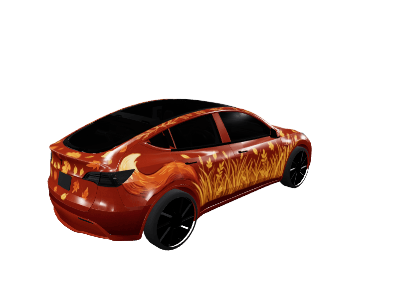 Fox in the Golden Leaves - Model Y Pre-2025 (Original) custom Tesla Model Y wrap design