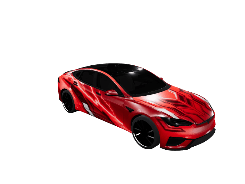 Red Lightning Racing Graphic custom Tesla Model S wrap design