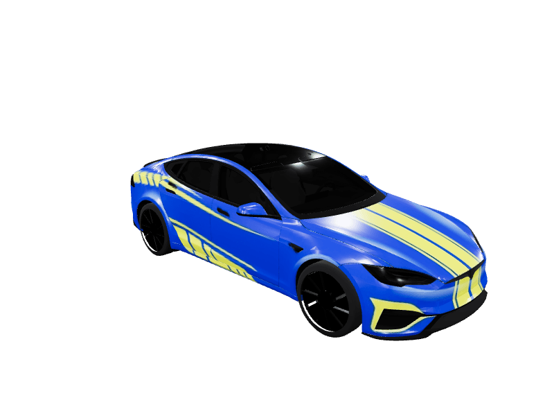 Blue Racing Stripe Tech custom Tesla Model S wrap design