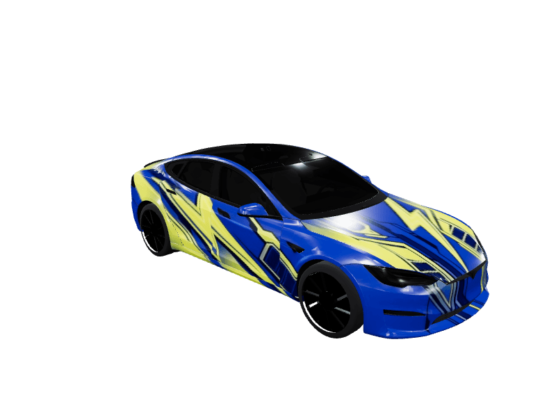Electric Lightning Blue custom Tesla Model S wrap design