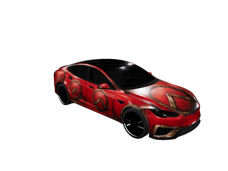 Matte Spartan Warrior Shield custom Tesla Model S wrap design