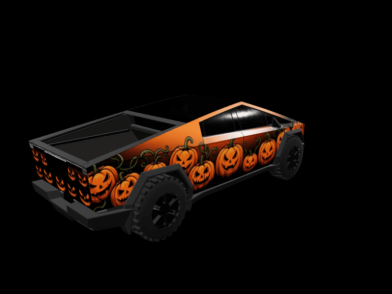 Spooky Pumpkin Halloween custom Tesla Cybertruck wrap design