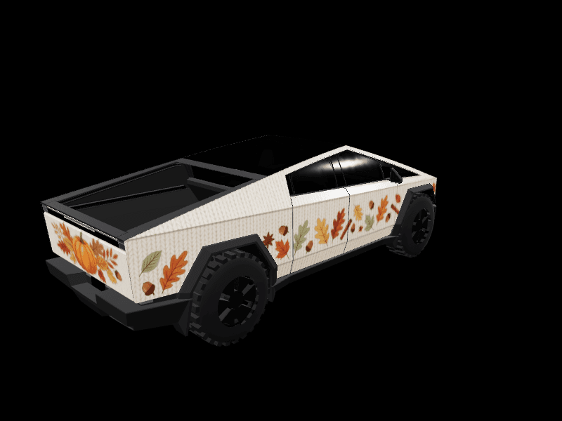 Autumn Sweater Pumpkin custom Tesla Cybertruck wrap design
