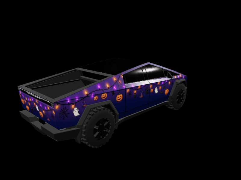 Halloween Pumpkin Light custom Tesla Cybertruck wrap design