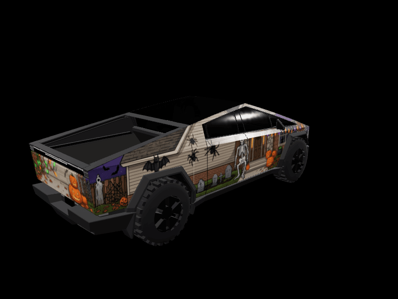 Spooky Halloween House custom Tesla Cybertruck wrap design