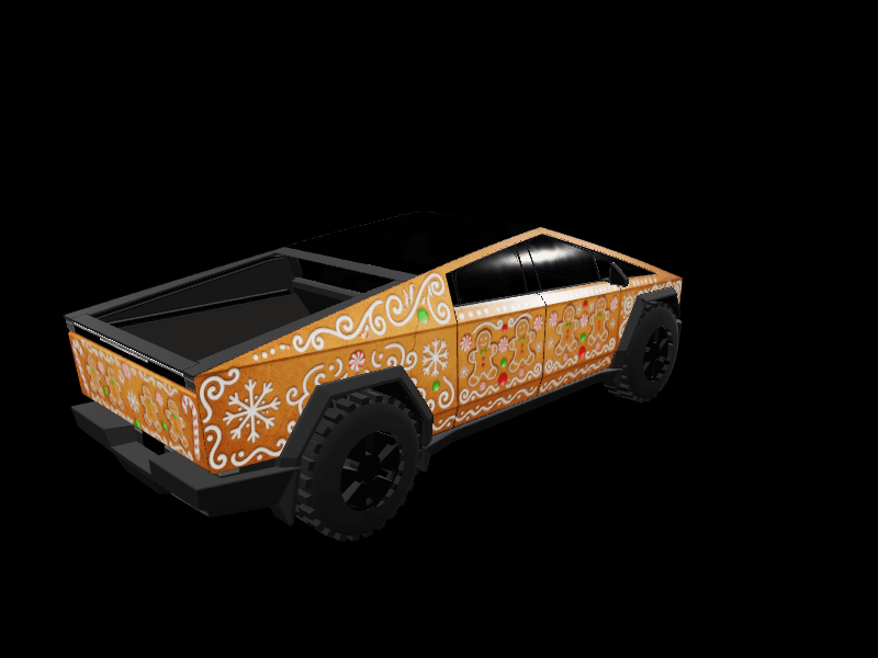 Gingerbread Cookie Holiday custom Tesla Cybertruck wrap design