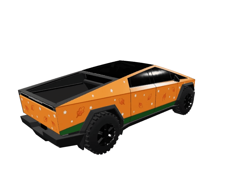 Kawaii Pumpkin Patch Orange custom Tesla Cybertruck wrap design